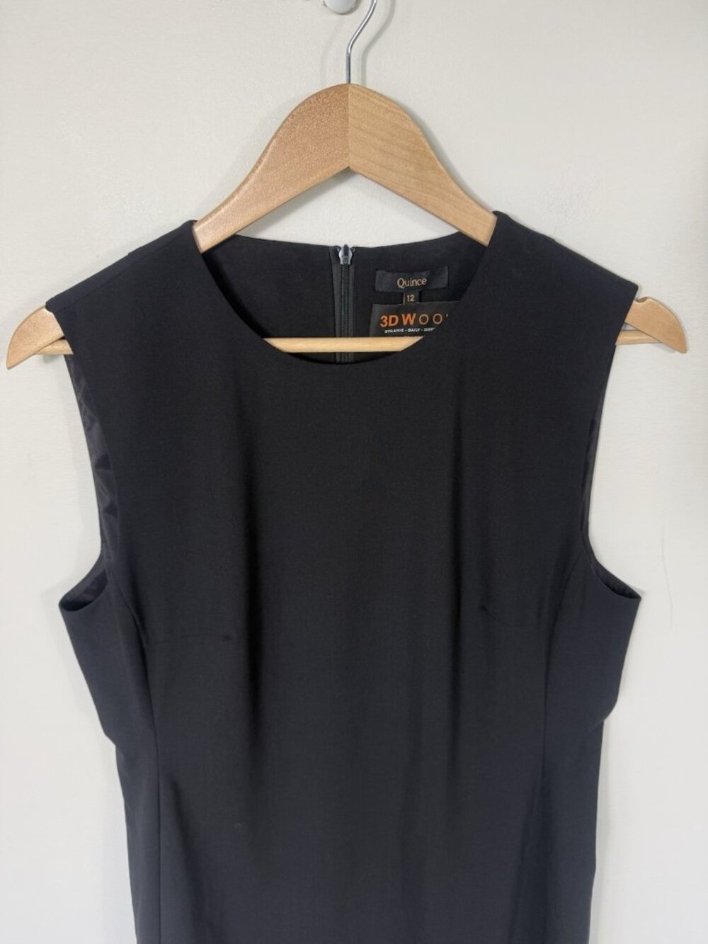 Quince Women Italian Wool Sleeveless Dress Black Basic 12 3D Wool Office - Picture 2 of 10